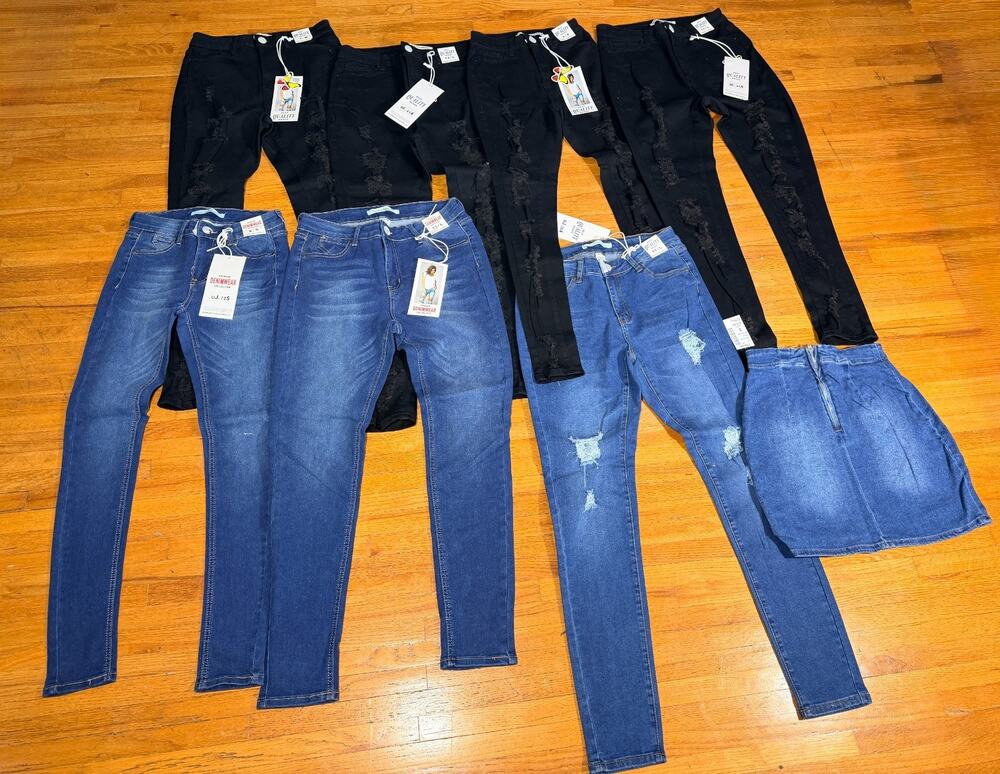 Lot of 8 Women’s New With Tags Jeans & Denim Skirt Mixed Sizes S–L
